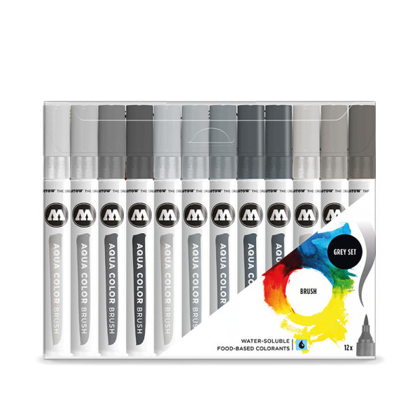 MOLOTOW Aqua Color Marker 12pc Set - Grey