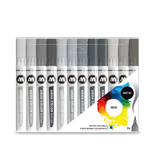 MOLOTOW Aqua Color Marker 12pc Set - Grey