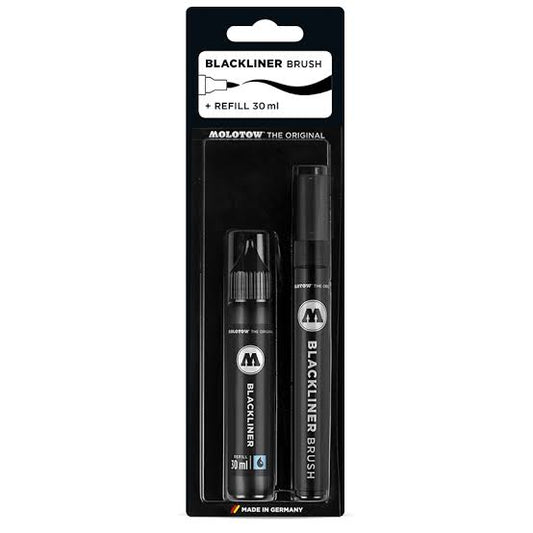 MOLOTOW Blackliner Brush Marker and Refill Set