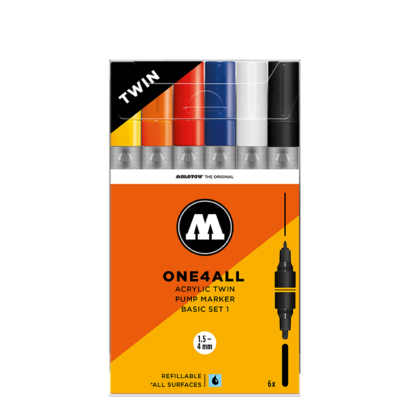 MOLOTOW ONE4ALL Marker Set Twin 6pc - Basic 1