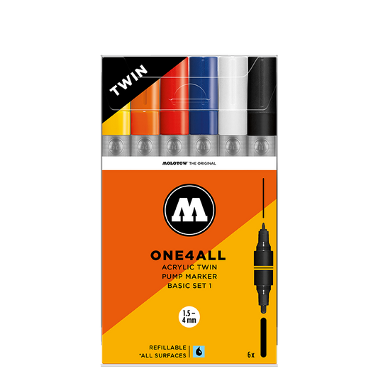 MOLOTOW ONE4ALL Marker Set Twin 6pc - Basic 1